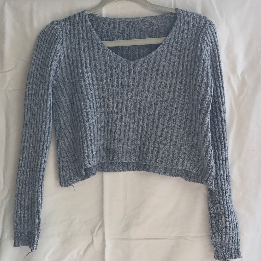 Grey Crop Sweater
